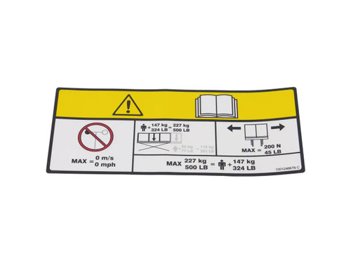 JLG Part # 1001246678 | DECAL,CAPACITY (ES1530L 227KG), EA