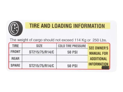 JLG Part # 1001112470 | DECAL,VEHICLE PLACARD, EA
