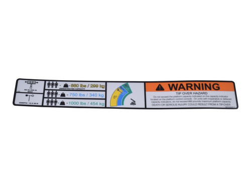 JLG Part # 1001234425 | DECAL,WARNING HI-CAP. (ANSI), EA