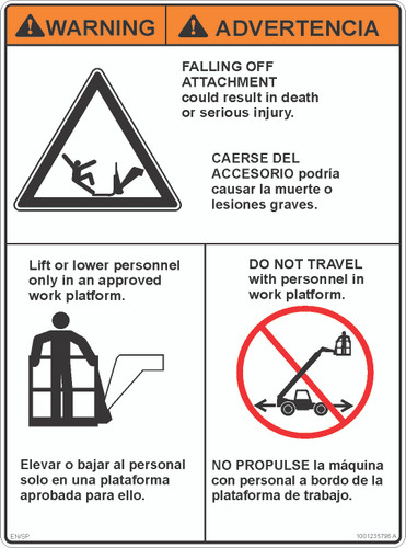 JLG Part # 1001235796 | DECAL,CARRY PERSONNEL (SPAN), EA