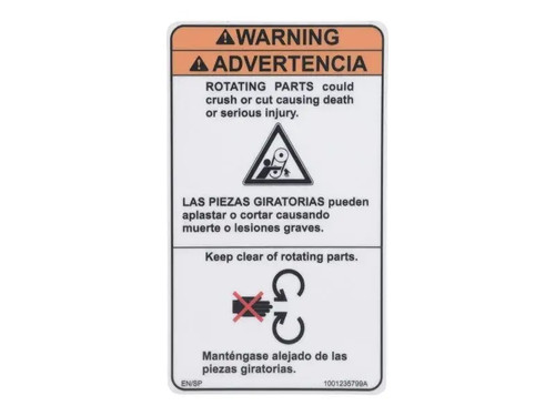 JLG Part # 1001235799 | DECAL,MOVING PARTS (SPAN), EA