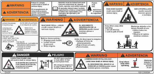 JLG Part # 1001235809 | DECAL,WARNING/DANGER CAB, EA