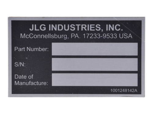JLG Part # 1001248142 | SN PLATE,ATTACHMENT, EA