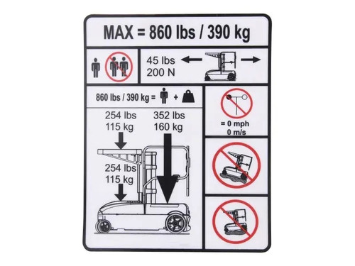 JLG Part # 1001254432 | DECAL,CAPACITY, EA