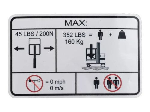 JLG Part # 1001256056 | DECAL,CAPACITY (160KG), EA