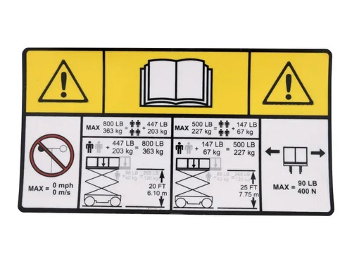 JLG Part # 1001256662 | DECAL,CAPACITY, ANSI, EA