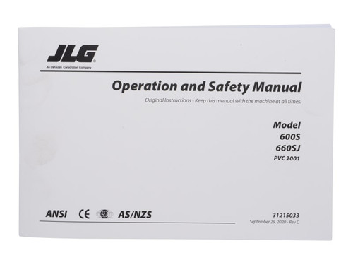 JLG Part # 31215033 | MANUAL,OPS_600S, EA