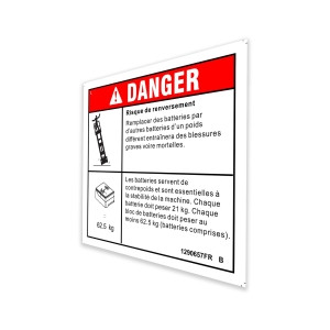 Genie Lift Part # 1290657FRGT - DECAL,DANGER-TIP-OVER,BATT,GS-1330m, EA