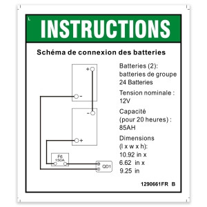 Genie Lift Part # 1290661FRGT - DECAL,INSTRUCT,BATTERY CONNECT,GS-1330m, EA