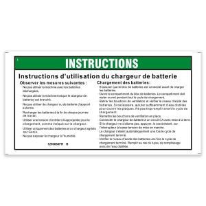 Genie Lift Part # 1290668FRGT - DECAL,INSTRUCTIONS-CHARGER OP,GS-1330m, EA