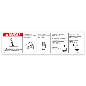 Genie Lift Part # 1293164FRGT - DECAL,DANGER,CAP,ANSI WORD,GS-1330m, EA