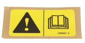 Genie Lift Part # 1298467GT - DECAL, SYMBOL, READ THE MANUAL, 2.38x1.25, EA