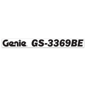 Genie Lift Part # 1299200GT - DECAL, COSMETIC,GENIE GS-3369BE, BLACK, EA