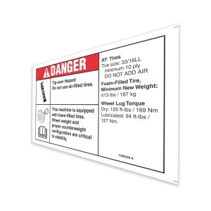 Genie Lift Part # 1299258GT - DECAL, DANGER, TIP, GS90 HI FLOAT FOAM FILLED, EA