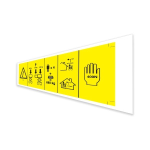 Genie Lift Part # 1299285GT - DECAL, NOTICE, SYMBOL, MAX CAP AND SIDE FORCE, GS2669, EA