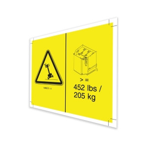 Genie Lift Part # 1299573GT - DECAL,ANSI SYMBOL, BATT WEIGHT/TIP OVER,Z34, EA