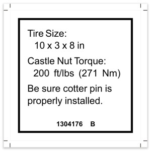 Genie Lift Part # 1304176GT - DECAL,LABEL,TIRE SPECS,GS-1932m, EA