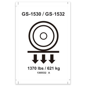 Genie Lift Part # 1305532GT - DECAL, LABEL, WHEEL LOAD, E-DRIVE, GS-1530/32, EA