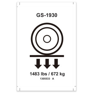 Genie Lift Part # 1305533GT - DECAL, LABEL, WHEEL LOAD, E-DRIVE, GS-1930, EA