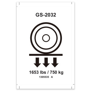 Genie Lift Part # 1305535GT - DECAL, LABEL, WHEEL LOAD, E-DRIVE, GS-2032, EA