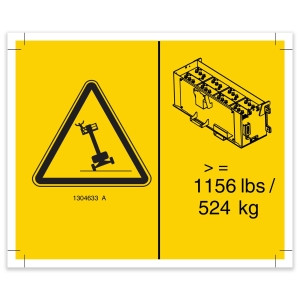 Genie Lift Part # 1304633GT - DECAL, ANSI SYMBOL, BATT WEIGHT/TIP OVER, EA