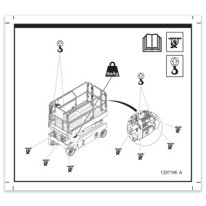 Genie Lift Part # 1297196GT - DECAL, LABEL-TRANSPORT DIAGRAM, EA