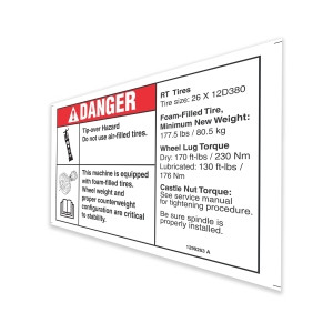 Genie Lift Part # 1299263GT - DECAL,DANGER,TIP, GS69 FOAM FILLED, EA