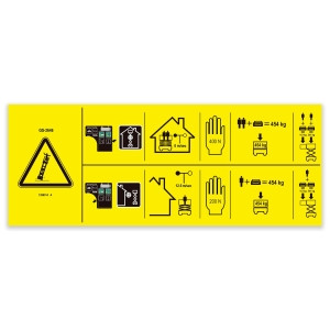 Genie Lift Part # 1296314GT - DECAL, DANGER, MAX CAPACITY 454KG, SIDE FORCE 200/400N, EA