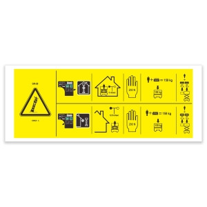 Genie Lift Part # 1296620GT - DECAL, DANGER, MAX CAPACITY 159KG, SIDE FORCE 200N, EA