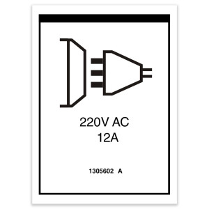 Genie Lift Part # 1305602GT - DECAL,INPUT POWER,220VAC,12A, EA