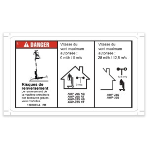 Genie Lift Part # 1301033FRGT - DECAL, DANGER, 60" OUTRIGGER REACH, OUTDOOR, EA