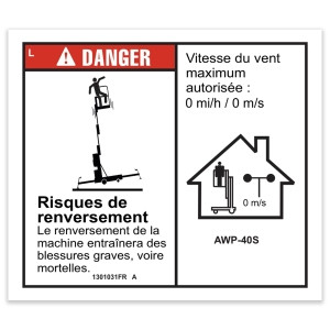 Genie Lift Part # 1301031FRGT - DECAL, DANGER, 40" OUTRIGGER REACH, INDOOR, EA