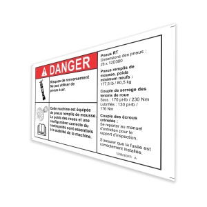 Genie Lift Part # 1299263FRGT - DECAL,DANGER,TIP, GS69 FOAM FILLED, EA