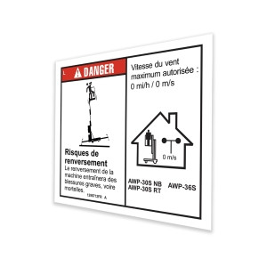 Genie Lift Part # 1298712FRGT - DECAL, DANGER, 36" OUTRIGGER REACH, INDOOR, EA