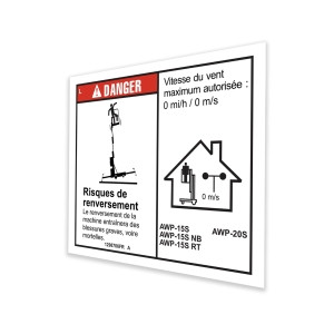 Genie Lift Part # 1298706FRGT - DECAL, DANGER, 20" OUTRIGGER REACH, INDOOR, EA