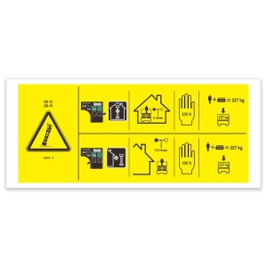 Genie Lift Part # 1296627GT - DECAL, DANGER, MAX CAPACITY 272KG, SIDE FORCE 200N, EA