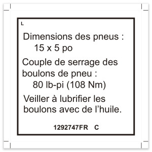 Genie Lift Part # 1292747FRGT - DECAL,LABEL-TIRE SPECS, GS4655, EA