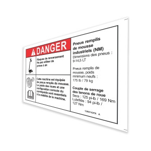 Genie Lift Part # 1299743FRGT - DECAL,DANGER,TIP,INDUSTRIAL TIRES, EA