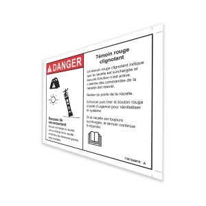 Genie Lift Part # 1301840FRGT - DECAL, DANGER, OVERLOAD, RT SCISSORS, EA