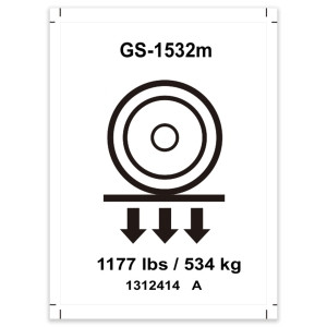 Genie Lift Part # 1312414GT - DECAL,LABLE,WHEEL LOAD GS-1532m, EA