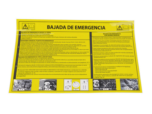 JLG Part # 081229ES | DECAL,MANUAL DECENT ESPANA, EA