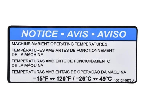 JLG Part # 1001214673 | DECAL,MACHINE AMBIENT TEMP, EA