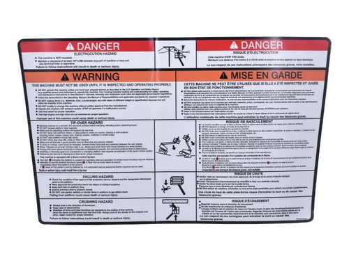 JLG Part # 1001231316 | DECAL,WARNING/DANGER PLAT, EA