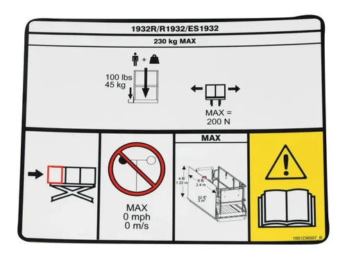 JLG Part # 1001236507 | DECAL,PANEL CARRIER CAPACITY, EA