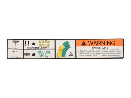 JLG Part # 1001254665 | DECAL,DECAL,WARNING DUAL CAP., EA