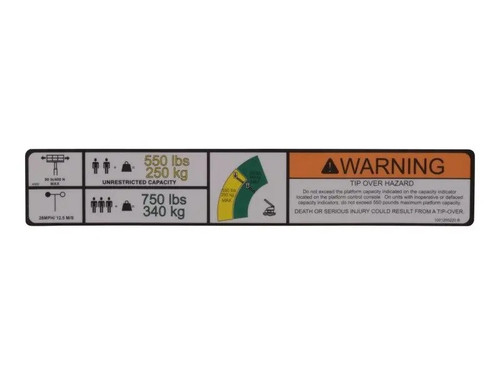 JLG Part # 1001255220 | DECAL,DECAL,WARNING DUAL CAP., EA