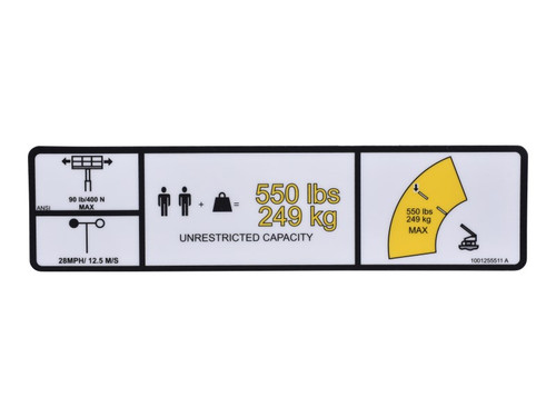 JLG Part # 1001255511 | DECAL,WARNING SINGLE CAP(ANSI), EA