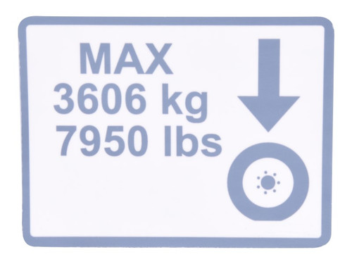 JLG Part # 1001255849 | DECAL,MAX TIRE LOAD, EA