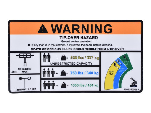 JLG Part # 1001256568 | DECAL,WARNING TRI CAP. (ANSI), EA
