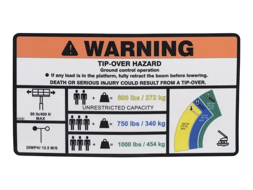 JLG Part # 1001282079 | DECAL,WARNING HC3 (ANSI), EA